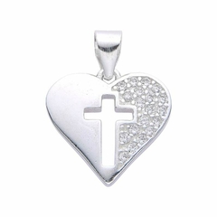 P798 - Dije Corazon con cubics, Plata 925