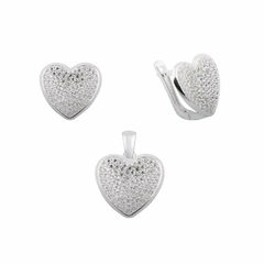 P933 - Conjunto Aros + Dije Corazon con cubics, Plata 925 - comprar online