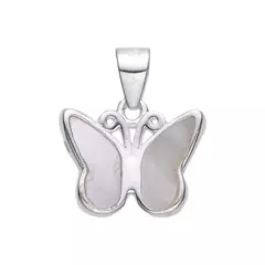 P1343 - Dije Mariposa con Nacar y cubics, Plata 925