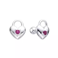 P555 - Aros Corazon con cubics, Plata 925