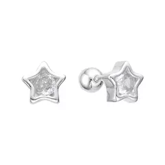 P1278 - Aros Estrellas con cubics, Plata 925