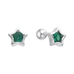 P1280 - Aros Estrellas con cubics, Plata 925