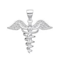 P1329 - Dije Simbolo Medico con cubics, Plata 925