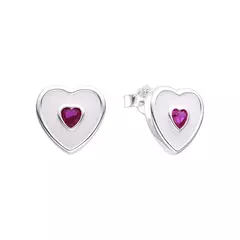 P1142 - Aros de Corazon con cubics, Plata 925.