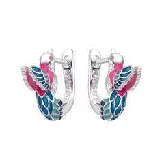 P1144 - Aros de Colibri con cubics, Plata 925.