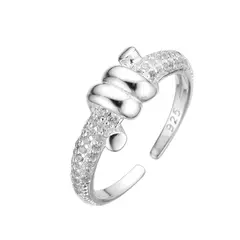 P1371 - Anillo Ajustable con cubics, Plata 925