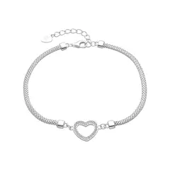 P1313 - Pulsera de Corazon con cubics, Plata 925