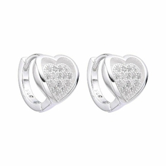 P766 - Huggiees de Corazon 12 mm, con cubics, Plata 925