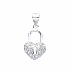 P683 - Dije Candado corazon con cubics, Plata 925