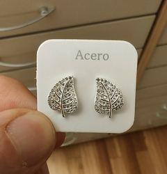 AB109 - Aros con cubics, Acero Blanco. - comprar online