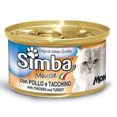 Comida enlatada para gato Simba Mousse de Pollo y Pavo 85 Gr