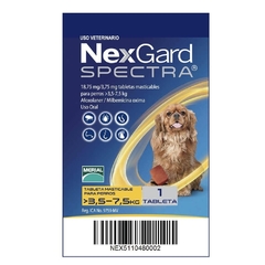 NexGard Spectra Antiparasitario para Perros de 3.6 a 7.5 Kgs Tableta