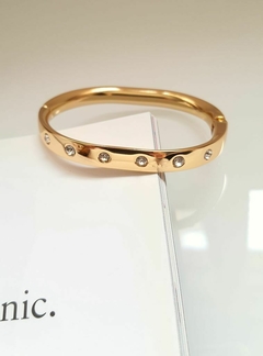 Bracelete com Strass em Banho Ouro 18k