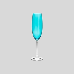 Conj. 06 taças de Champanhe azul turquesa - comprar online