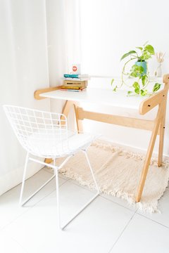 Escritorio + silla bertoia blanca / cobre - tienda online