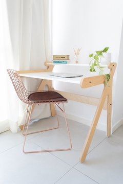 Escritorio + silla bertoia blanca / cobre - comprar online