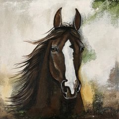 Quadro-em-acrílico-sobre-tela-cavalo-negro-40x40-pintura-artesanal-decoração-hipismo-country-pintura-de-cavalos-fazenda-atelie-thelma-ferraz