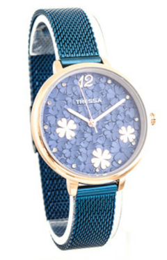 Reloj Tressa Angie-03 metal tejido azul para dama - comprar online