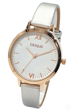 Reloj Blaquè BQ213PR Malla De Cuero Plateada borde rose.