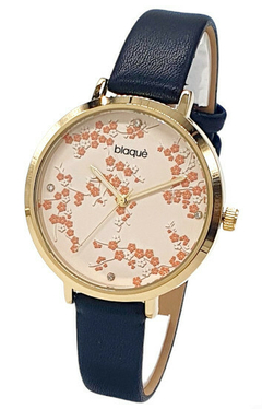 Reloj Blaquè BQ215ND para dama Malla de cuero negro Dorado.