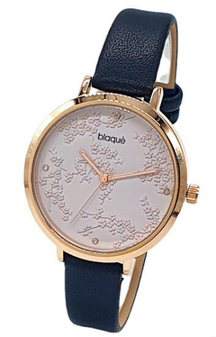 Reloj Blaquè BQ215NR para dama Malla de cuero negro rose.