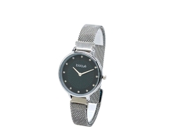 Reloj Blaquè BQ-247PN Malla tejida plateado fondo negro para dama