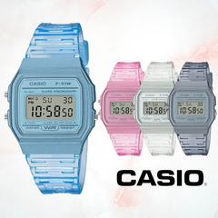Reloj Casio CA-082 F91WS-8DF Vintage Silicona Gris Transparente - BRAINE JOYAS Y RELOJES