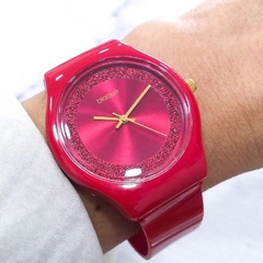 reloj blaquè rojo coral glitter