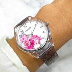 Reloj Blaquè BQ195NF Malla Plàstica Gris Glitter Cuadrante con Flores