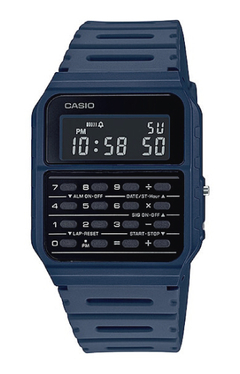 Reloj Casio CA53WF-2B Vintage data bank digital con Calculadora caucho azul WR en internet