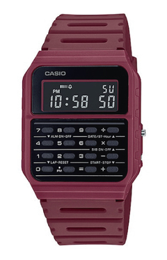 Reloj Casio CA53WF-4B Vintage data bank digital con Calculadora caucho rojo WR - BRAINE JOYAS Y RELOJES