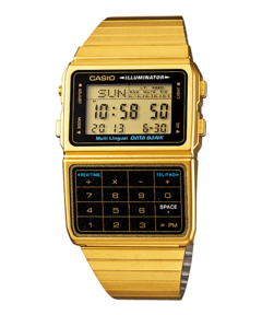 Reloj Casio DBC611G-1D Vintage data bank digital con Calculadora acero dorado WR