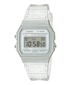 Reloj Casio F91WS-7DF CA-082 Vintage digital malla de Silicona Transparente unisex WR - BRAINE JOYAS Y RELOJES