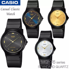 Reloj Casio MQ76-7A1 malla de caucho negro fondo blanco Unisex WR en internet