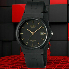 Reloj Casio MW59-1E malla de caucho negro caballero con calendario WR