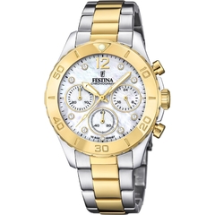 Reloj Festina Dama F20604.1 sumergible malla de acero cronógrafo con cubics - comprar online