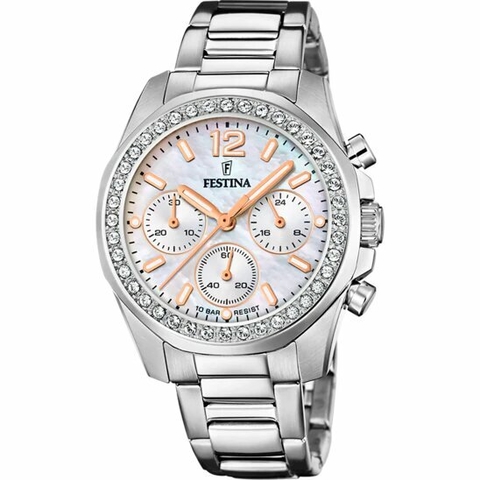 Reloj Festina Dama F20605.1 sumergible malla de acero cronógrafo