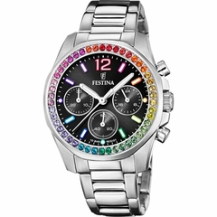 Reloj Festina Dama F20606.3 Rainbow sumergible malla de acero cronógrafo con cubics - comprar online