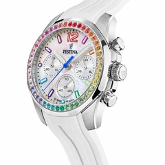 Reloj Festina Dama F20610.2 Rainbow sumergible malla de silicona cronógrafo con cubics - comprar online