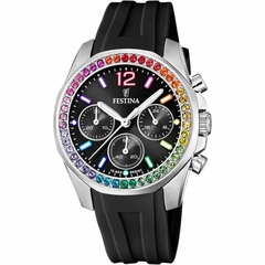 Reloj Festina Dama F20610.3 Rainbow sumergible malla de silicona cronógrafo con cubics - comprar online