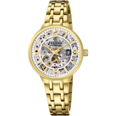 Reloj Festina Dama F20617.1 Skeleton sumergible malla de acero combinada caja transparente