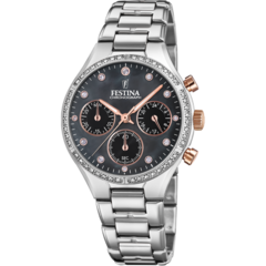 Reloj Festina F20401.4 para dama malla de acero cronógrafo y cubics