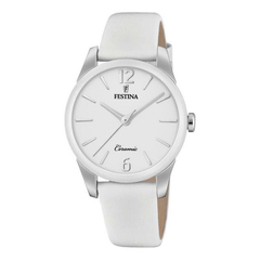 Reloj Festina F20473.4 para dama malla de cuero caja de ceramica