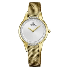 Reloj Festina F20495.1 Para Dama malla de metal tejido con cristales swarovski
