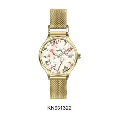 Reloj Knock Out KN0931-322 malla de metal tejido dorado para dama