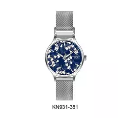 Reloj Knock Out KN0931-381 malla de metal tejido plateado para dama