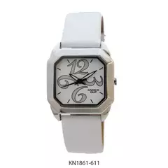 Reloj Knock Out KN1861-611 malla de cuero para dama blanco