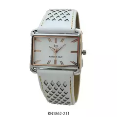 Reloj Knock Out KN1862-211 malla de cuero para dama blanco