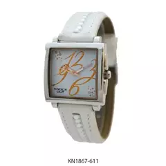 Reloj Knock Out KN1867-611 malla de cuero para dama blanco