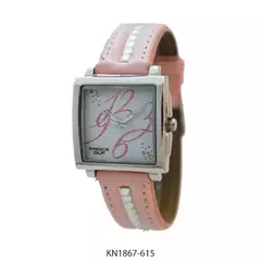 Reloj Knock Out KN1867-615 malla de cuero para dama rosa